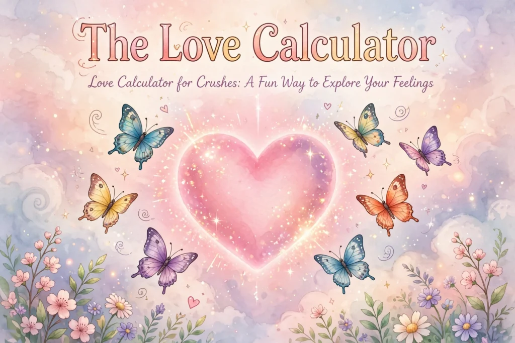 Love calculator for crushes - The Love Calculator - butterflies around a glowing pink heart